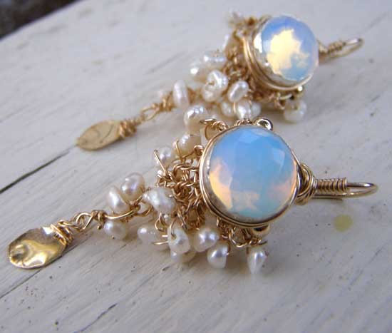 Wedding - White Gold Filled Earrings, Pearl White Earrings, Cluster Earrings, Bridal Pearl Earrings, White Pearls, Birthstone Earrings, White Jewelry