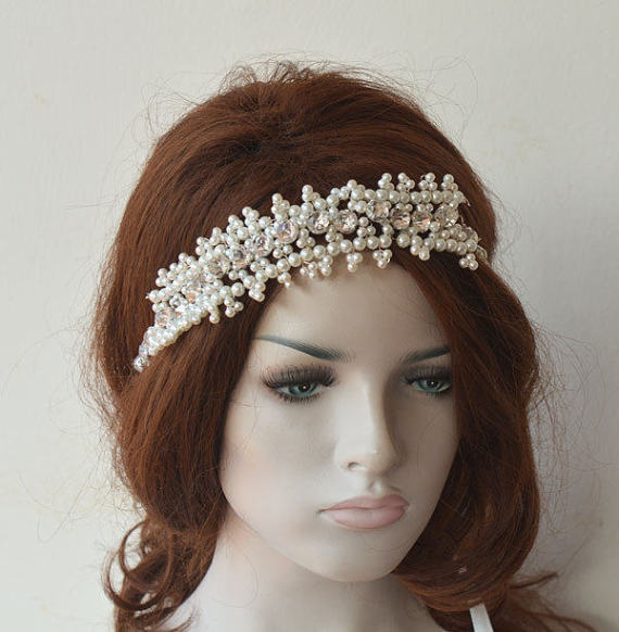 زفاف - Bridal Headband, Wedding Pearl Hair Accessories, Pearl Headpiece, Bridal Hair, Bridal Hair Jewellery
