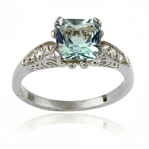 زفاف - Aquamarine Engagement Ring, March Birthstone, Art Deco Ring, Aquamarine Jewelry, Aquamarine Statement Ring, Birthstone Ring, Engagement Ring