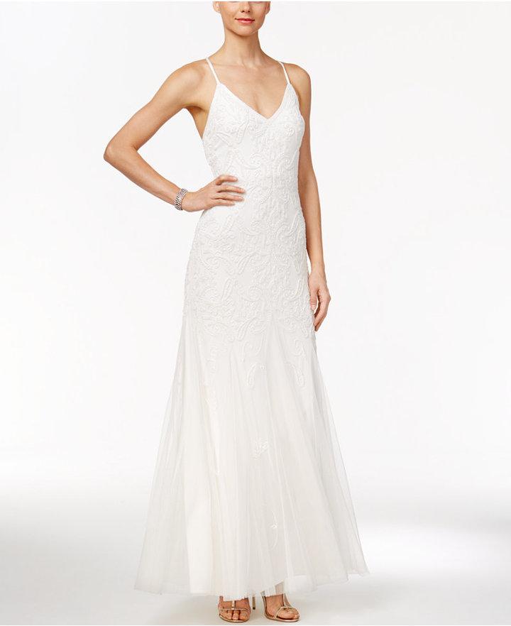 زفاف - Adrianna Papell Beaded Tulle A-Line Gown