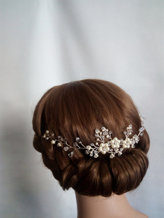 Hochzeit - Bridal Hair Piece, Bridal Hair Vine, Wedding Hair Vine, Bridal Head Piece, Pearl hair Piece, Crystal Headpiece Hair Vine, Hair Jewelry