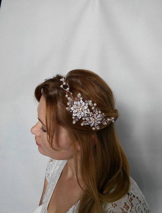 Hochzeit - Rose Gold Headband, Rose Gold Head Piece, Rose Gold Tiara, Rose Gold Hair Vine, Rose Gold Accessories