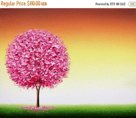 Hochzeit - Cherry Blossom Tree Painting, ORIGINAL Oil Painting, Textured Spring Pink Tree Wall Art, Contemporary Art Landscape, Impasto Painting, 8x10