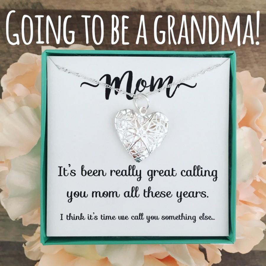 زفاف - Free gift wrapping! Surprise! You're going to be a grandma! Silver Locket Necklace with Message Inside! Pregnancy gift! Now in rose gold!