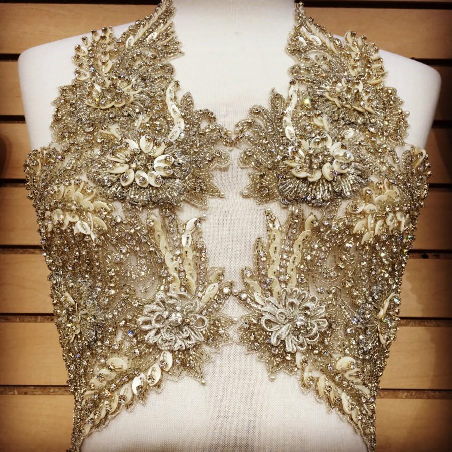 Hochzeit - Bridal embroidery/ wedding gown applique/ engagement dress applique