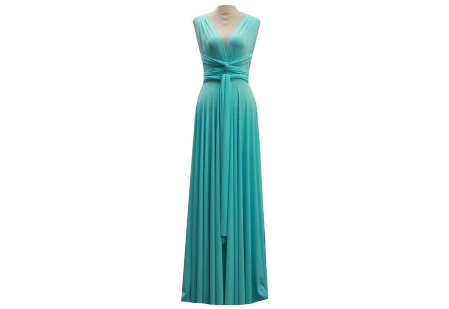Mariage - Convertible Bridesmaid Dress Tiffany Blue Infinity Twist Wrap Octopus Maxi Skirt Formal Evening Prom Party Dress