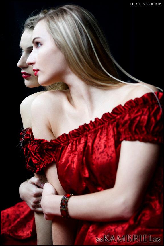 زفاف - Red Silk Wisteria Gown by Kambriel - Empire Dress - to wear on or off the shoulders - Brand New & Ready to Ship!