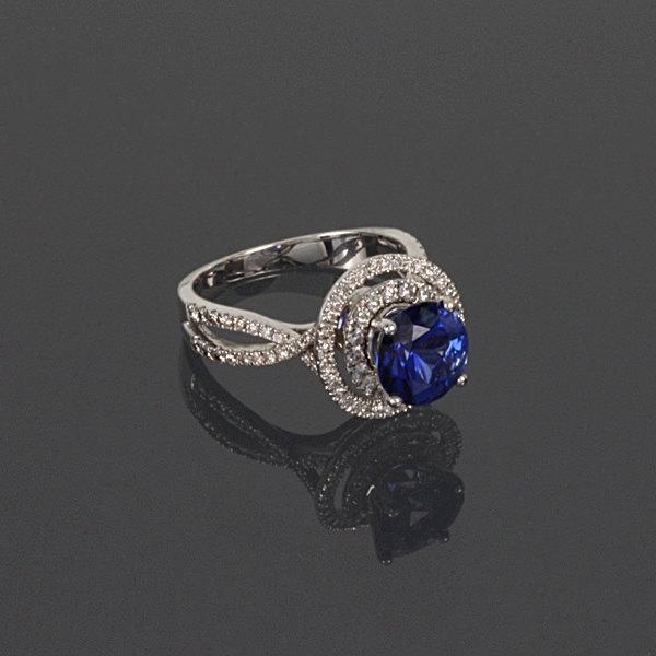 Mariage - Sapphire ring, Blue sapphire ring, Gold sapphire ring, Anniversary ring, 14k anniversary ring, Halo ring, Gold halo ring, Gemstone ring