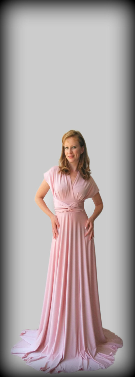 زفاف - Pastel pink Infinity Dress - floor length  wrap dress