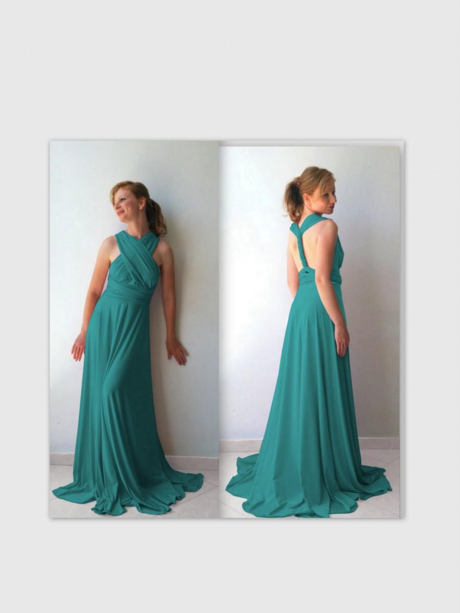 Hochzeit - Infinity Dress in dark  teal color- floor length