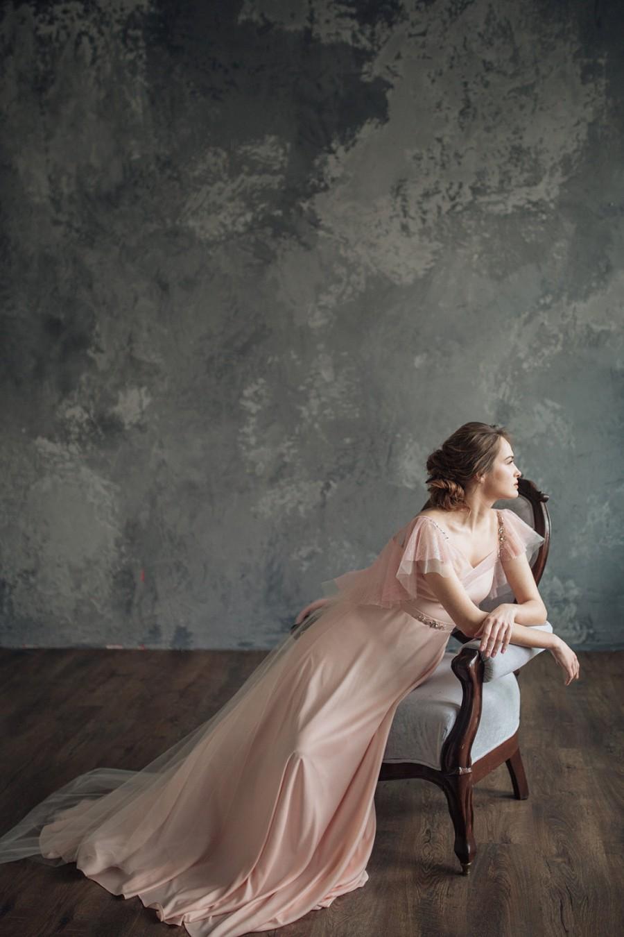 Wedding - Blush pink wedding dress - Mirtselia 