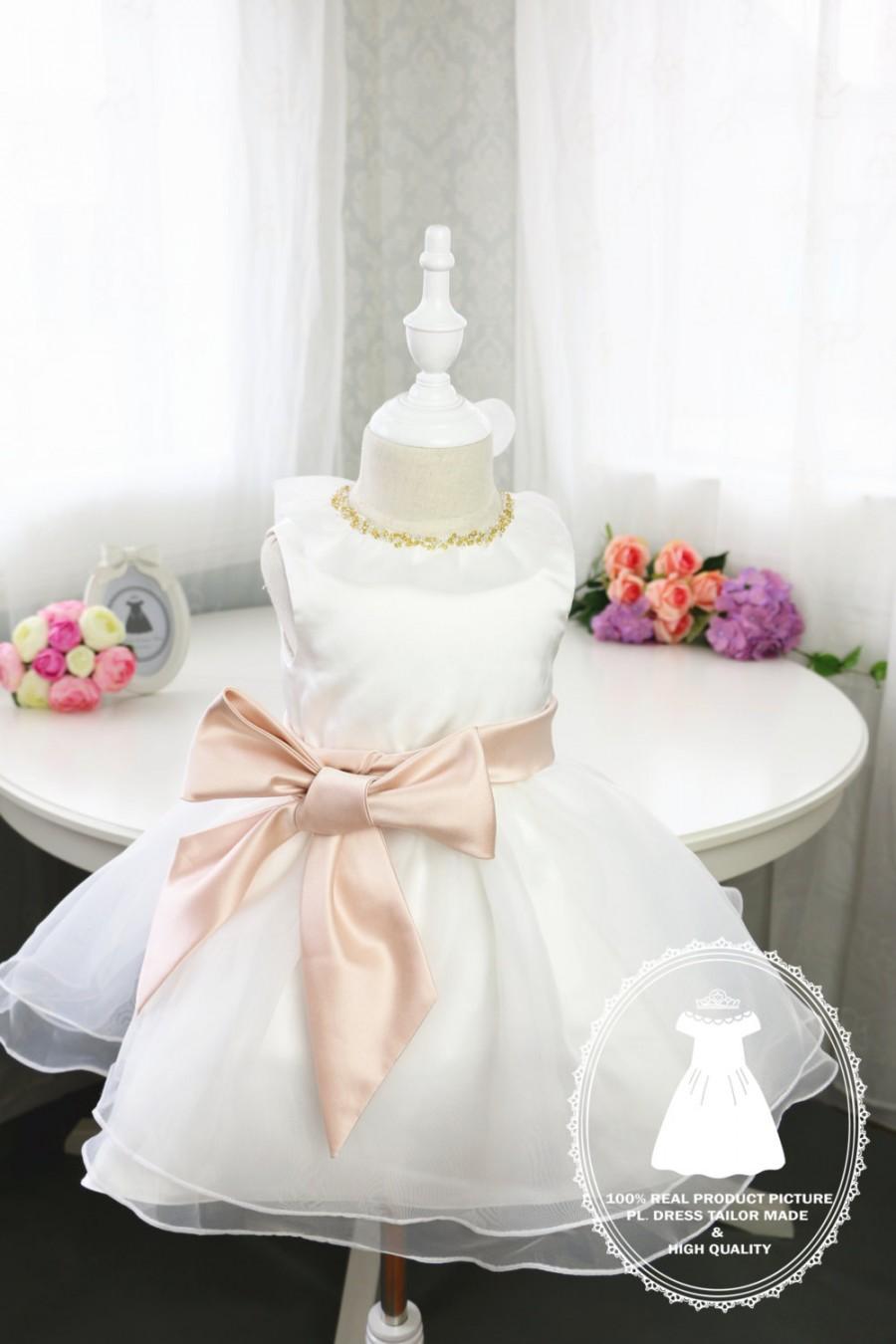 Свадьба - Baby Pageant Dress with elegant collar design, Newborn Girl Baptism Dress, Flower Girl Dress Tulle, Baby Dress Lace, PD028-2