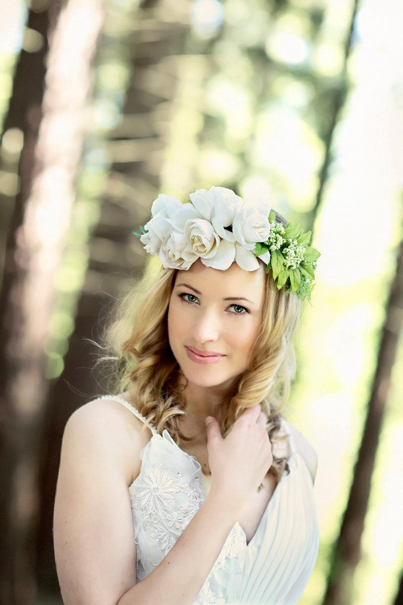 Wedding - Bridal Headband, Floral Headband, Bohemian flower headband, Wedding Headpiece, Fascinator