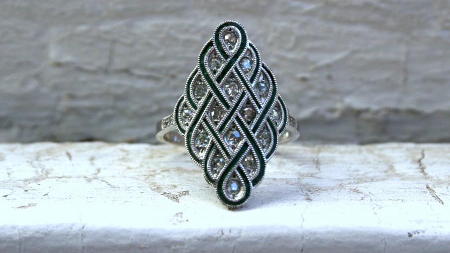 زفاف - Gorgeous Intricate Diamond Navette Style Ring Engagement Ring.