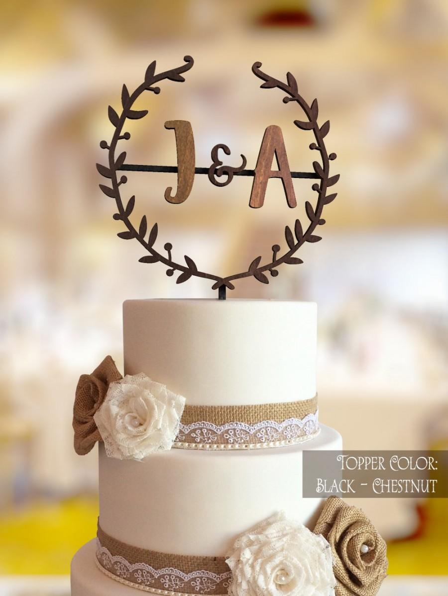 Wedding - Rustic Cake Topper. Initial cake topper. Monogram cake topper. Gold monogram cake topper. Letter cake topper. Monogram cake topper wedding.
