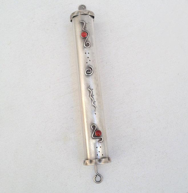 Mariage - Exclusive Mezuzah Case , Mezuzah by handmade , Sterling silver , one of a kind , Mezuzah gemstones , FREE SHIPPING