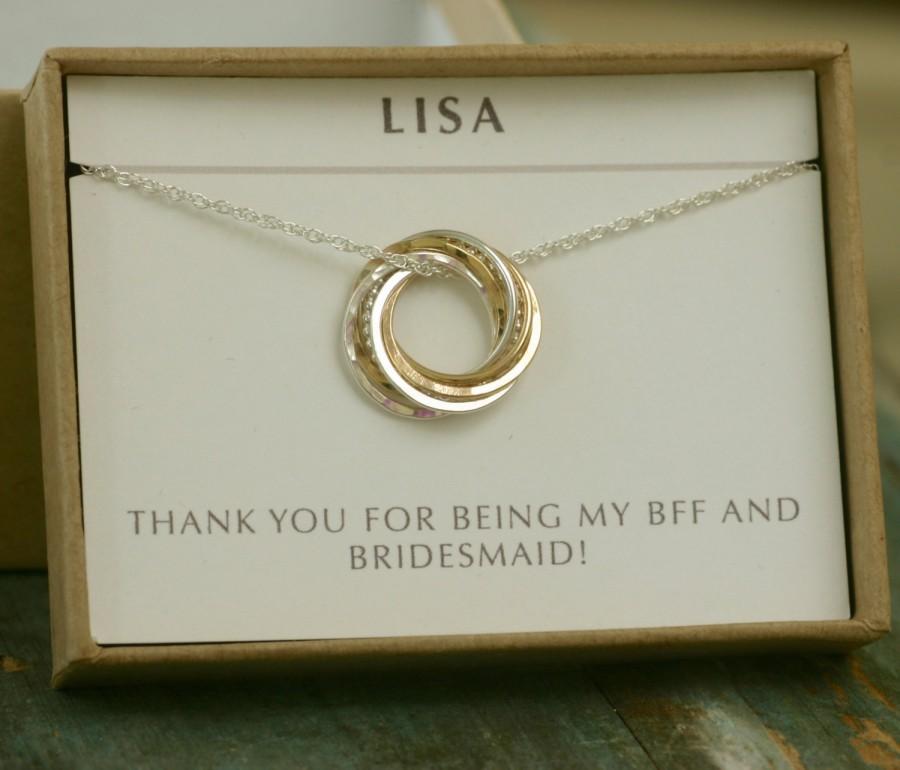 زفاف - Bridesmaid necklace gold silver bridesmaid jewelry gold, bridesmaid gift, 7 interlocking rings necklace, 7 year anniversary gift - Lilia