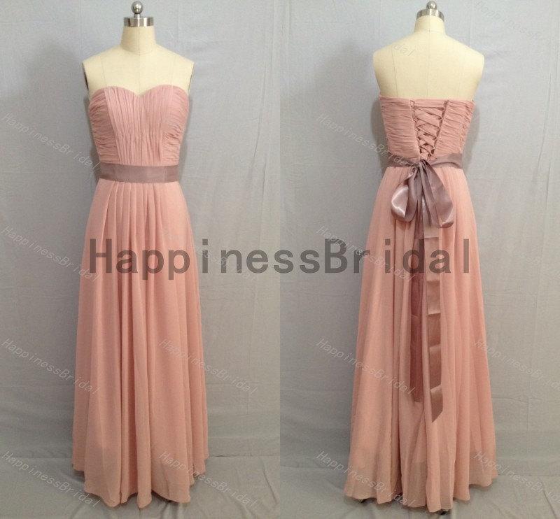 Свадьба - Dusty pink sweetheart dress,long prom dress,evening dress,fashion bridesmaid dress,chiffon prom dress,formal evening dress,long formal dress