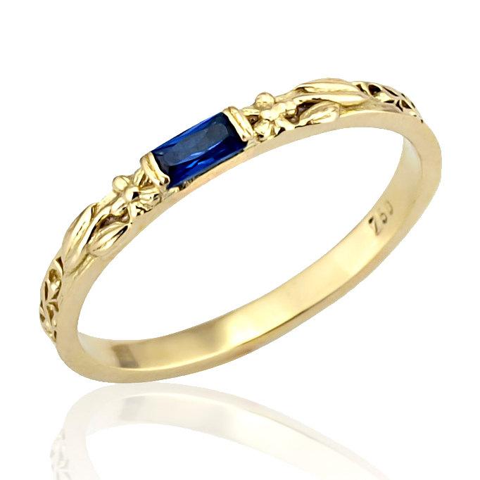 Mariage - Gold Sapphire Ring, Sapphire Wedding Band, Blue Sapphire, Vintage Style, Sapphire September Birthstone, Birthstone Ring, Gift, Wedding Band