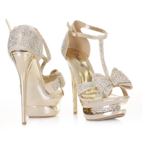 gold high heels for prom