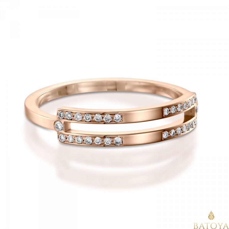 Mariage - Rose gold ring, Rose gold engagement ring, Rose gold diamond ring, Rose gold band, Rose gold wedding band, Rose gold diamond band, 14k ring