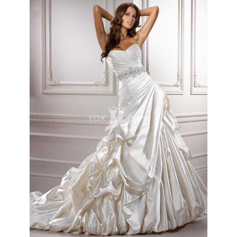 Hochzeit - Schulterfreies Sweetheart Ausschnitt Satin Brautkleid mit plissierten Mieder - Festliche Kleider 