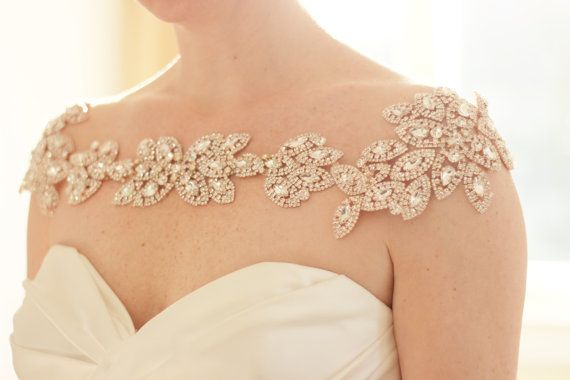 زفاف - Rose Gold Bridal Bolero, Bridal Shoulder Necklace, Shoulder Jewelry, Statement Necklace, Rhinestone Bridal Shoulder Necklace, Abigail Grace