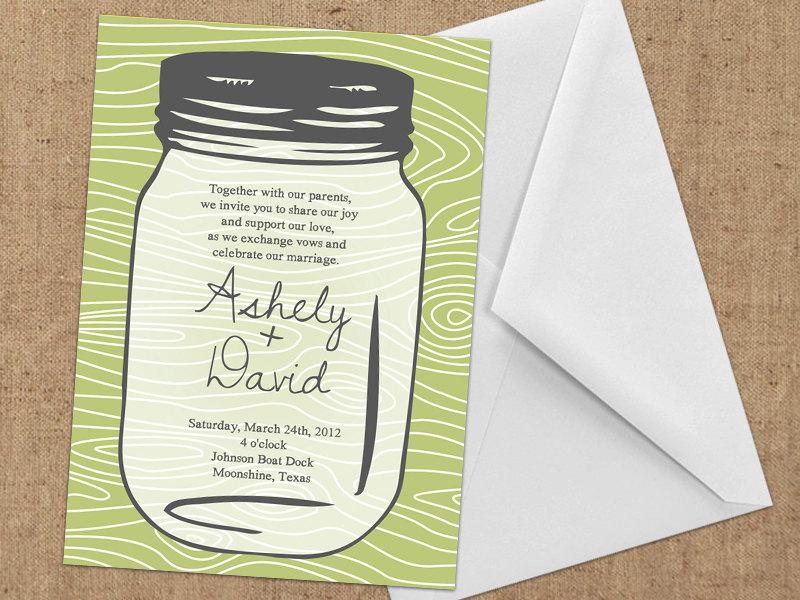 Wedding - Invitations - Mason Jar - DIY Printable