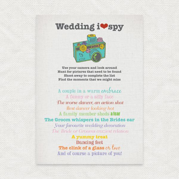 زفاف - I SPY wedding - printable party file - wedding reception game instant download disposable camera ispy fun card