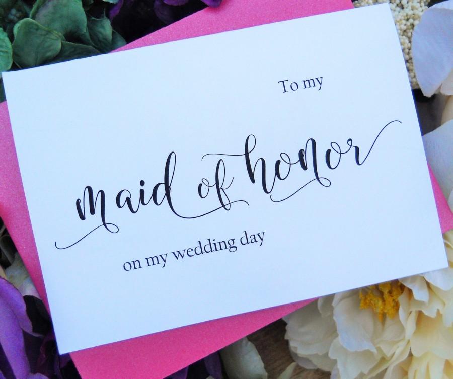 Wedding - To My MAID of HONOR Card,  Shimmer Envelope, Wedding Party Cards, Maid of Honor Card, Wedding Stationery, Maid of Honor Gift