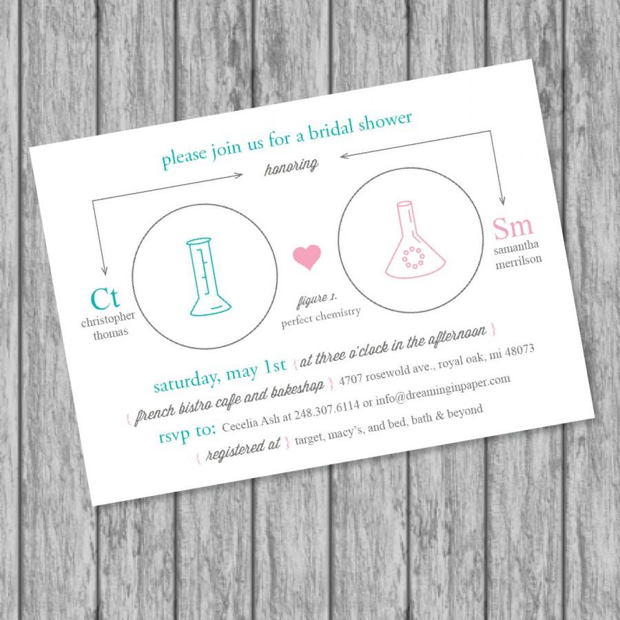 زفاف - Science / Chemistry Themed Bridal Shower or Engagement Invitation