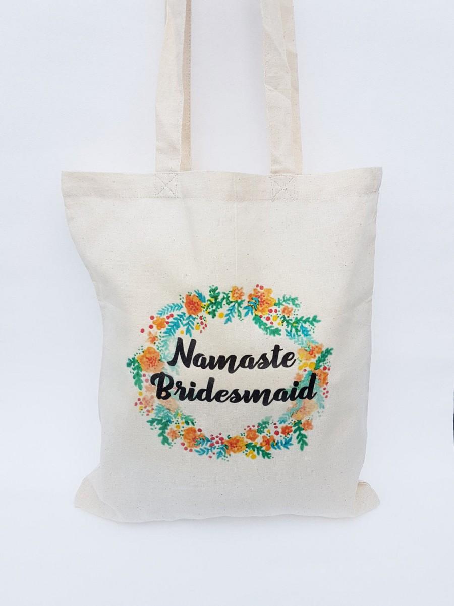 Hochzeit - Bridesmaid tote bag - Personalised bridesmaid tote bag  - Wedding day tote bag - Namaste bridesmaid tote bag - Tote bag - Funny tote bag