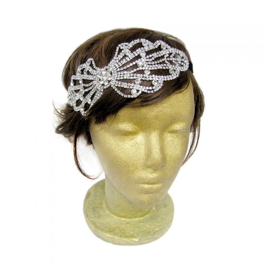 Hochzeit - Retro Style Rhinestone Hair Accessories, Rhinestone Wedding Hair Jewelry, Great Gatsby Headpiece, Bow Headband, Bow Headpiece