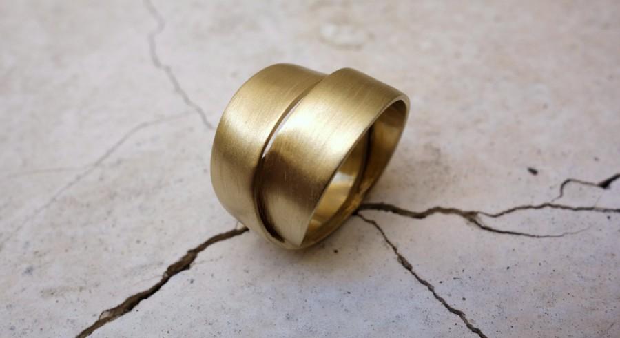 زفاف - Unique Gold Ring Handmade Ring Jewelry Gold Wedding Band Wide Gold Band Texture Ring Modern Ring Fine jewelry gioielli unusual Women's ring