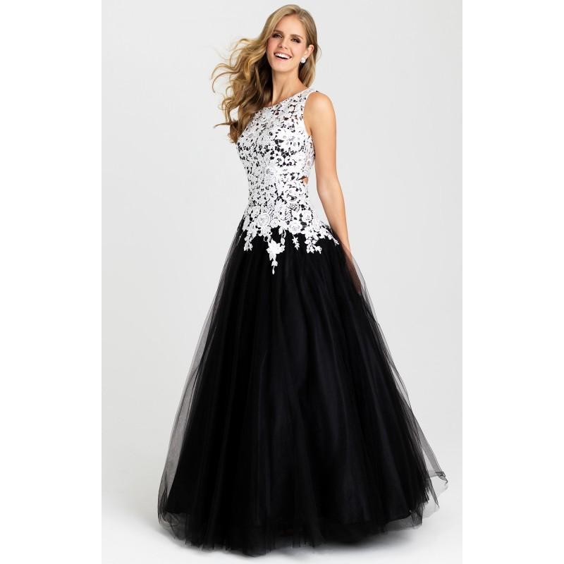 زفاف - Black/White Madison James 16-342 Prom Dress 16342 - Ball Gowns Lace Open Back Dress - Customize Your Prom Dress
