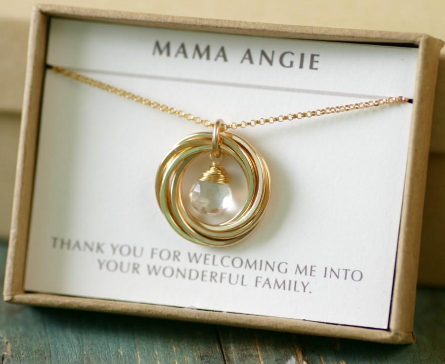 Mariage - Mother of the groom gift from bride to mom necklace gold, mother of bride necklace for mom birthstone - Lilia