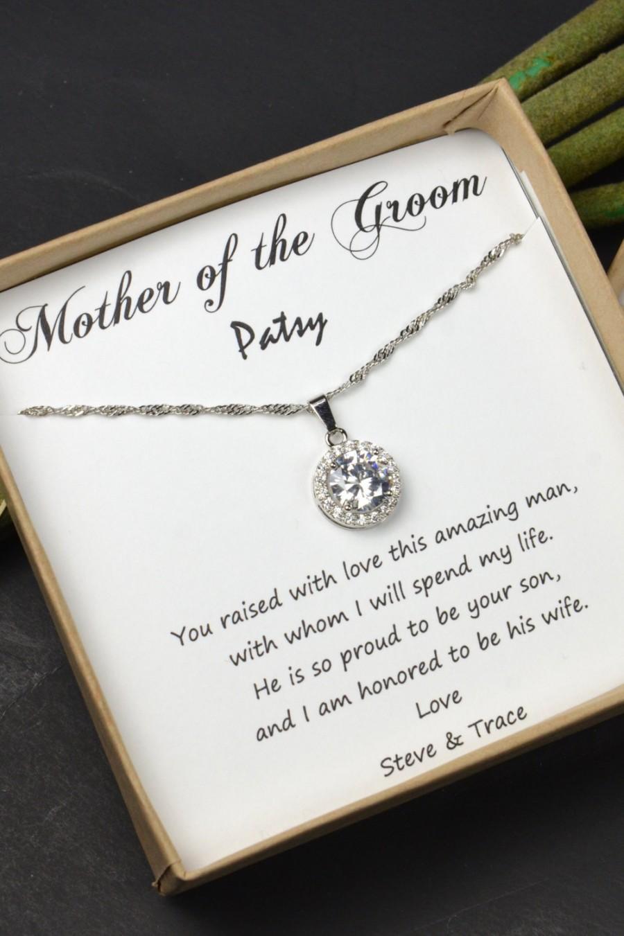 Свадьба - Mother of the groom , mother of the bride gift , mother on law gift , thank you for raising the man of my dream ,necklace & box card ,cubic