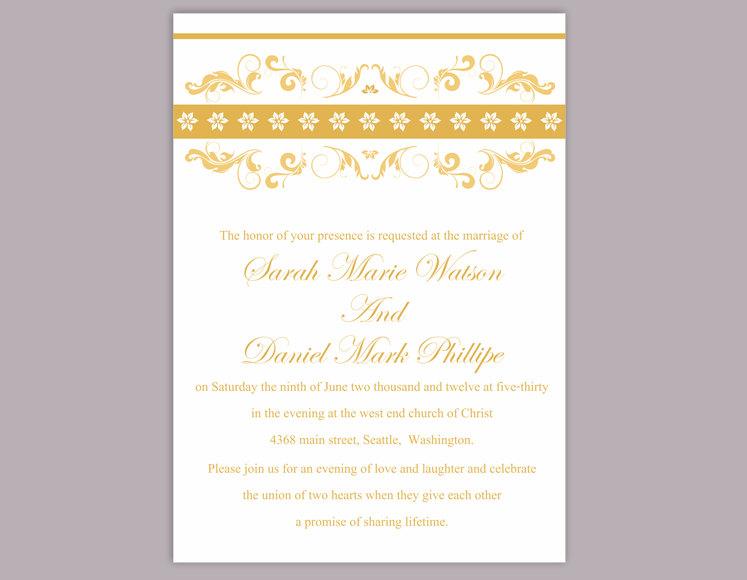 Hochzeit - Wedding Invitation Template Download Printable Wedding Invitation Editable Floral Wedding Invitation Elegant Gold Wedding Invitation DIY - $6.90 USD