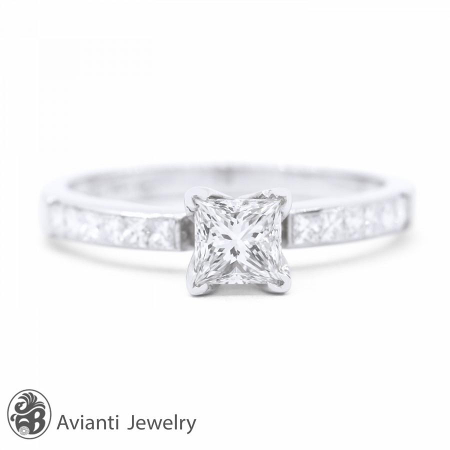 زفاف - Princess Cut Diamond Engagement Ring, Princess Cut engagement Ring,Invisible set Engagement ring, Diamond Ring, Wedding Ring 