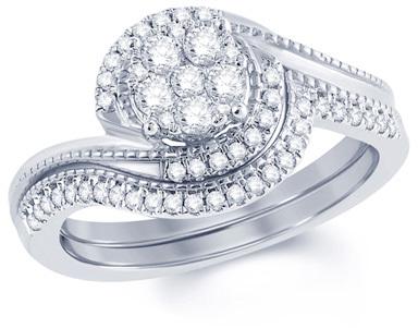 Hochzeit - 1/2 CT. T.W. Composite Diamond Swirl Bridal Set in 10K White Gold