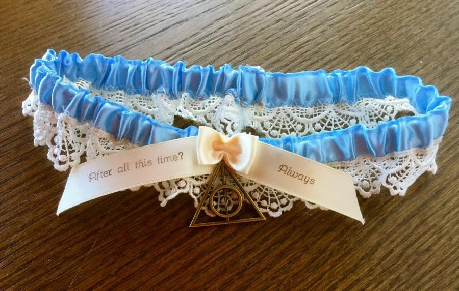 Wedding - Harry Potter, wedding garter// in Blue // After All This Time Always