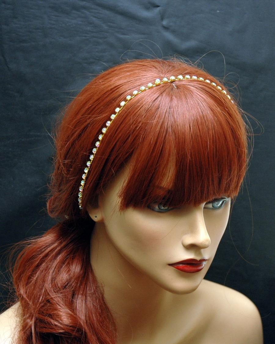 Wedding - Simple Rhinestone Headband FREE SHIPPING Bridal Headpiece Wedding Hair Chain Prom Accessories Crystal Halo Wedding Hair Accessories Wreath - $28.00 USD