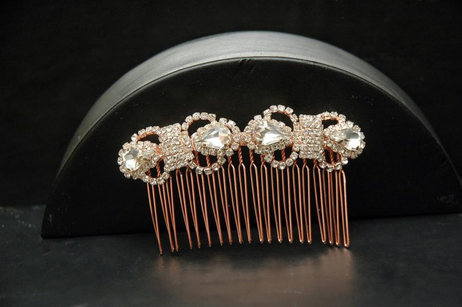 Mariage - Rhinestone Rose Gold Hair Comb Hair Jewelry Wedding Hair Accessories FREE SHIPPING Crystal Bridal Comb Wedding Headpiece Prom Accessories - $27.00 USD