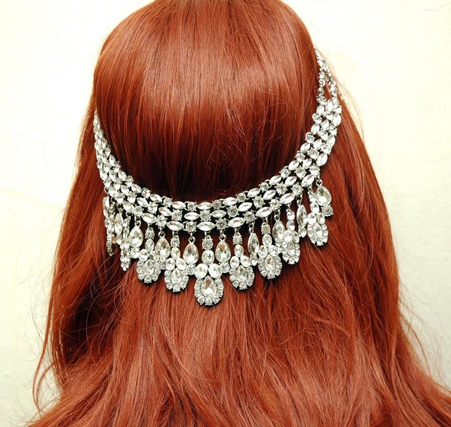 Mariage - Hair Jewelry Wedding Hair Accessories FREE SHIPPING Bridal Tiara Gatsby Headpiece Bridal Halo Prom Hair Accessories Headband Crystal Hair Chain Headband - $85.00 USD
