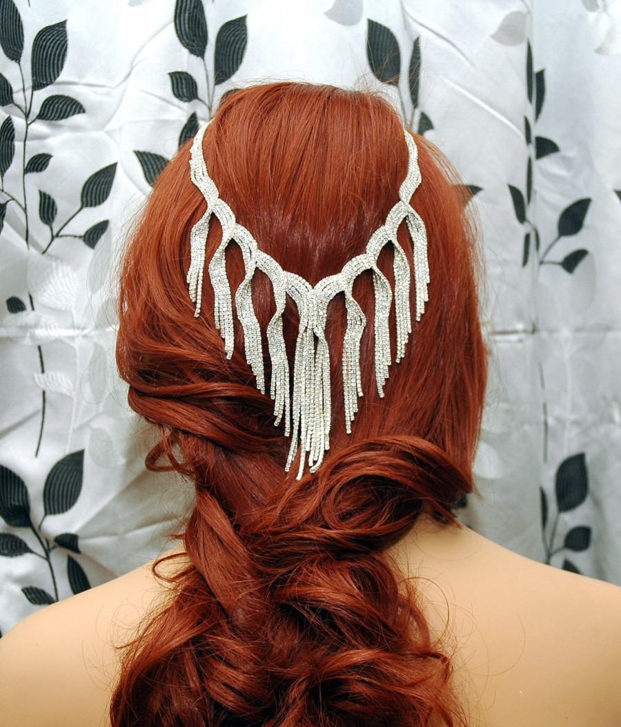 Wedding - Wedding Headband Hair Jewelry, Crystal Hair Chain, Bridal Headpiece, Wedding Hair Accessories, Wedding Hair Piece, Wedding HairJewelry, Prom Headpiece - $95.00 USD