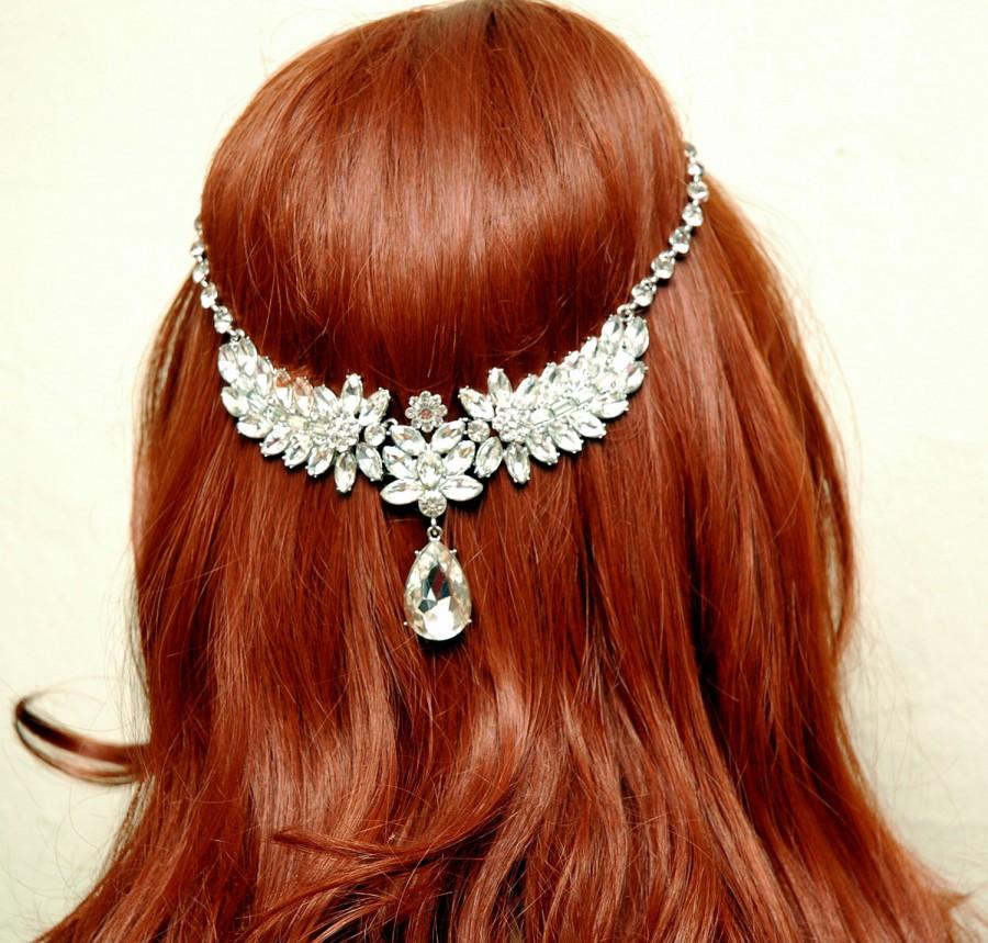 Hochzeit - Wedding Headband, Hair Jewelry Crystal Wedding Hair Piece, Boho Bridal Headband, Wedding Hair Accessories, Bridal Hair Jewelry, Silver Hair Chain - $55.00 USD