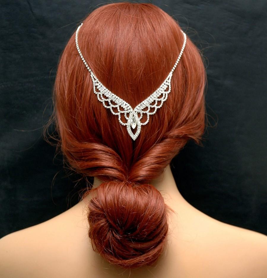 Wedding - FREE SHIPPING Bridal Silver Hair Chain Hair Jewelry  Wedding Headpiece Bridal Hair Vine, Prom Headpiece, Boho Bridal Headband, 1920s Headpiece, Halo Crown - $30.00 USD