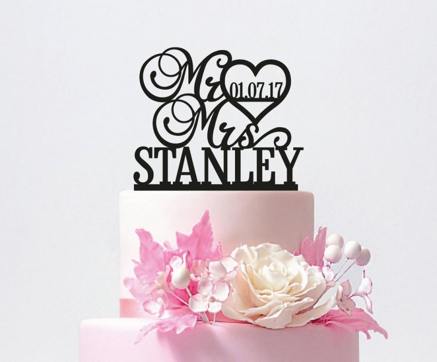 Wedding - Personalized Mr and Mrs Wedding Cake Topper with YOUR Last Name / ST007