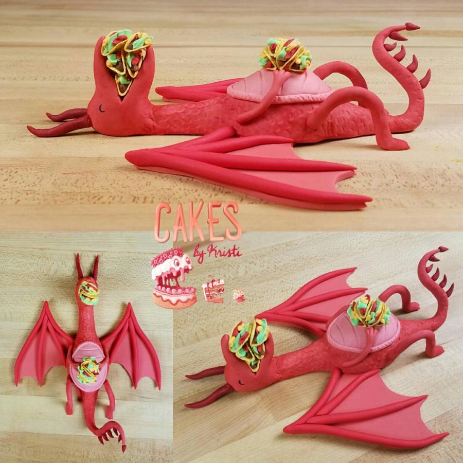 Wedding - Fondant Dragons Love Tacos Cake Topper (MADE TO ORDER)