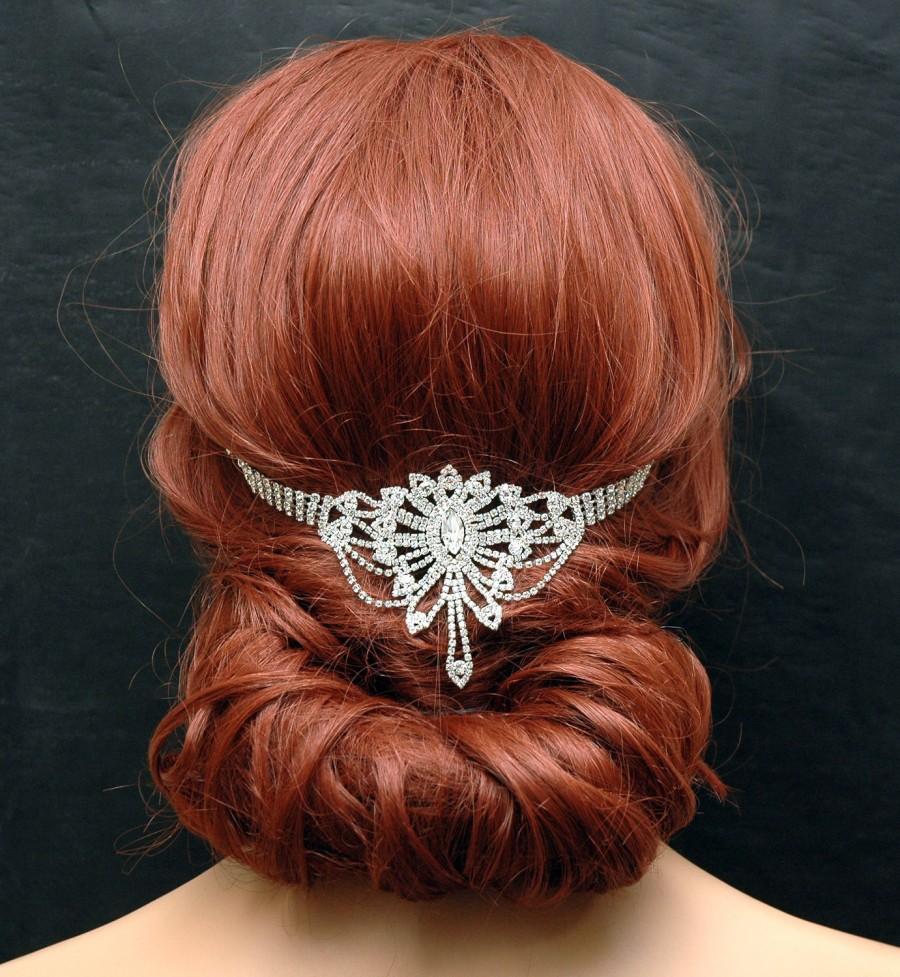 Wedding - Art Deco Bridal Headband, Wedding Hair Piece, Bridal Headpiece, Prom Crystal Hair Chain, Wedding Headband, Boho Head Piece, Hair Jewelry - $35.00 USD